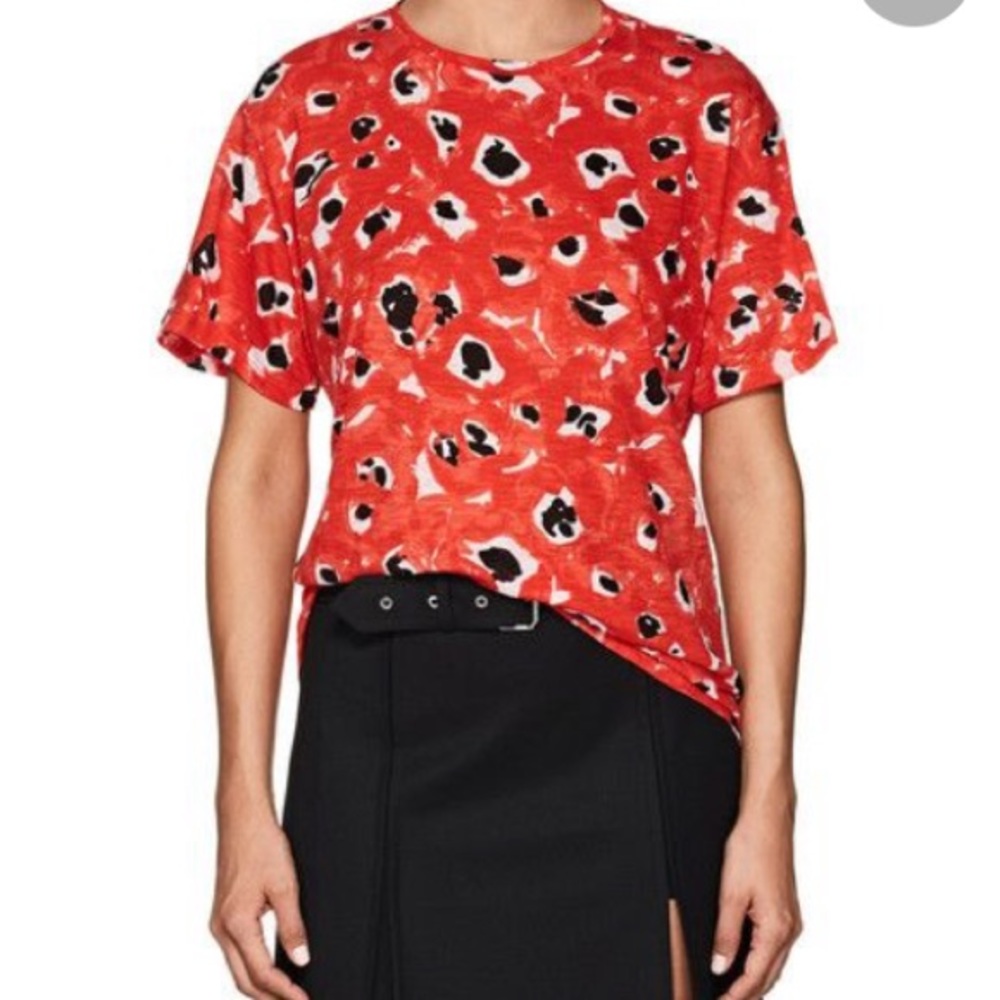 Proenza Schouler Red Animal Print Tie T-Shirt Xs